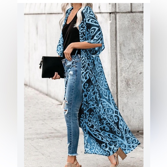 Tops - Printed Duster Kimono new